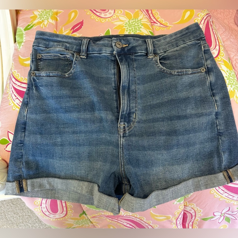 WORN ONCE: American Eagle NE(X)T Level Stretch Curvy Hi-Rise Shortie jean Shorts